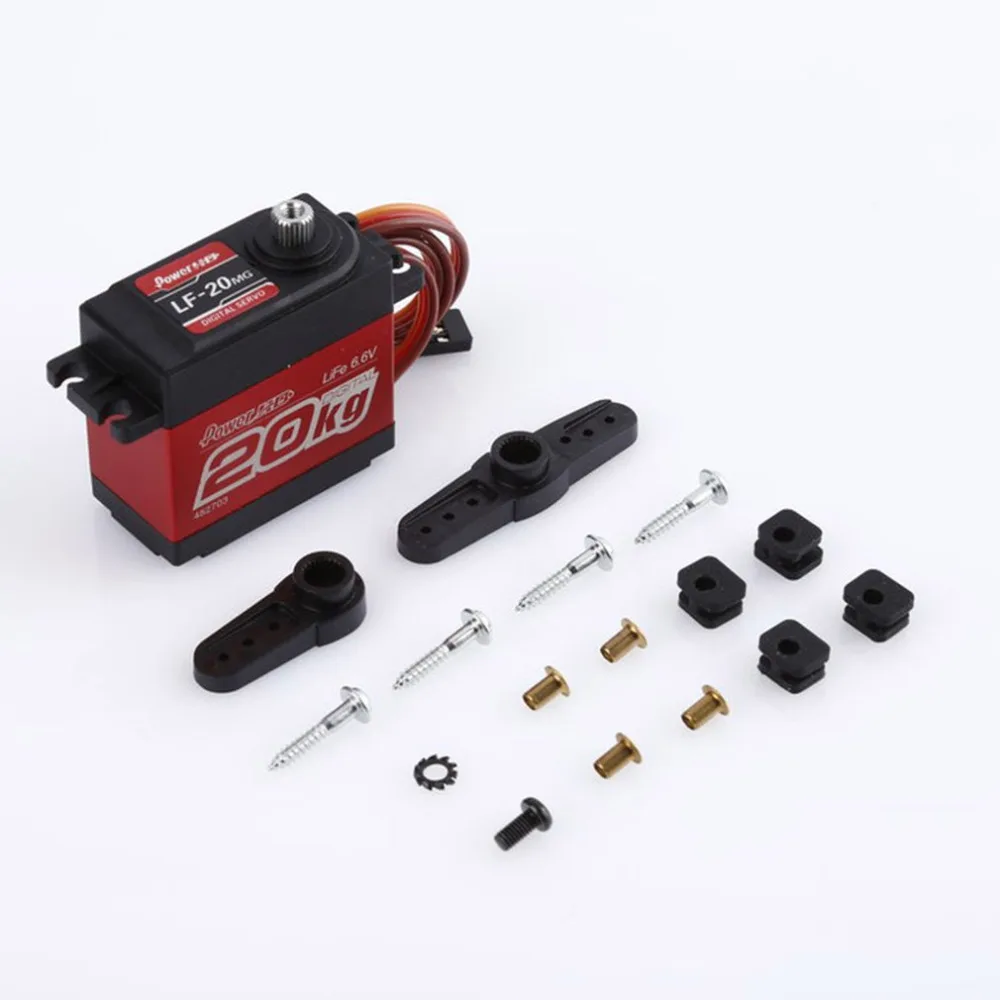 

MR.RC Red & Black Aluminum & Plastic & Copper Power HD 4.8-6.6V DC Metal Gear 20KG Digital Servo For RC Boat Car LF-20MG New