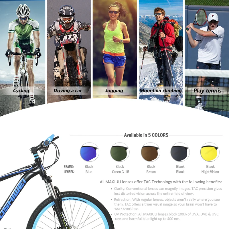 Polarized Sports Sunglasses Tr90 Frame For Men Women
