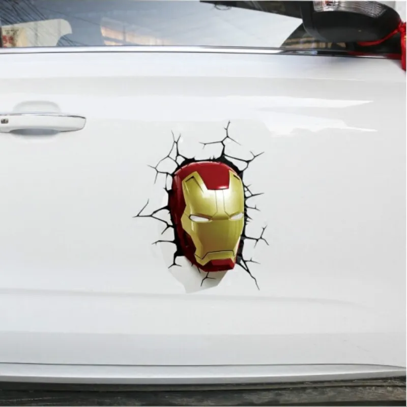 

MR TEA Avengers Series Stickers Decals 3D Broken Car stickers Iron Man Cute Creative Stickers Decorations Gift For Marvel