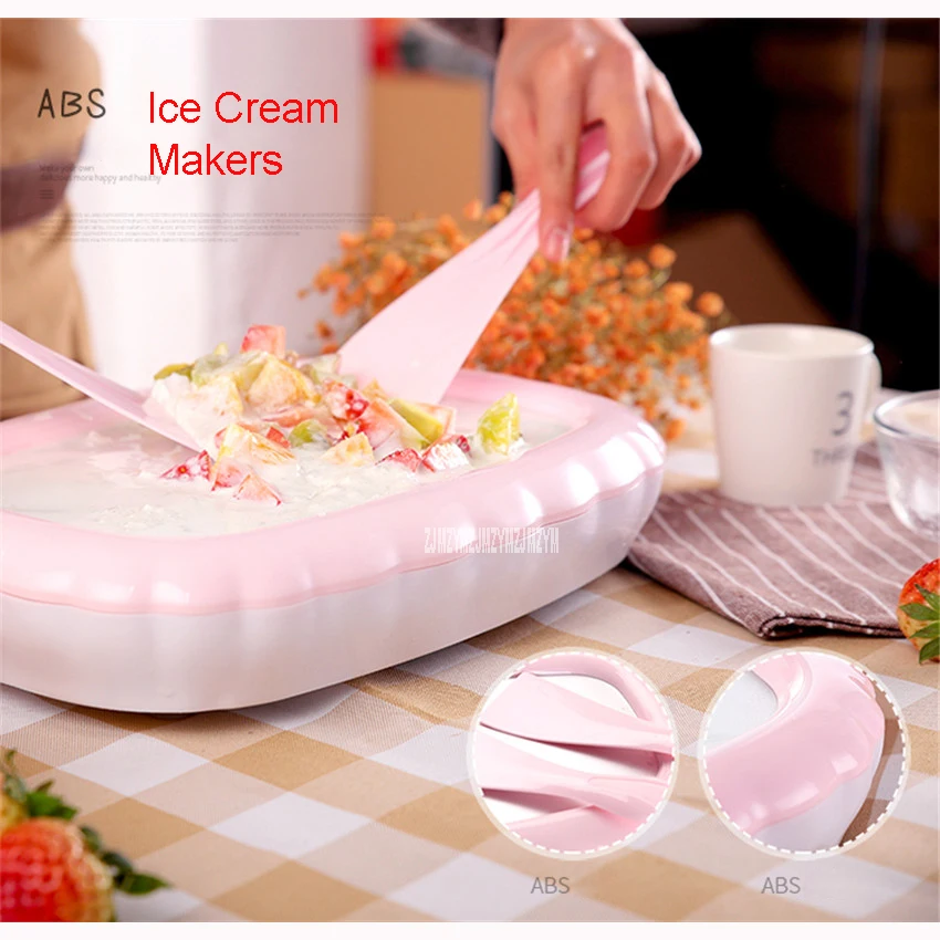 

QC-CB001 Family Fully Automatic Ice Cream Machine Self Made Fruit Ice Cream Machine ABS shell Children DIY fried ice tray 105mm
