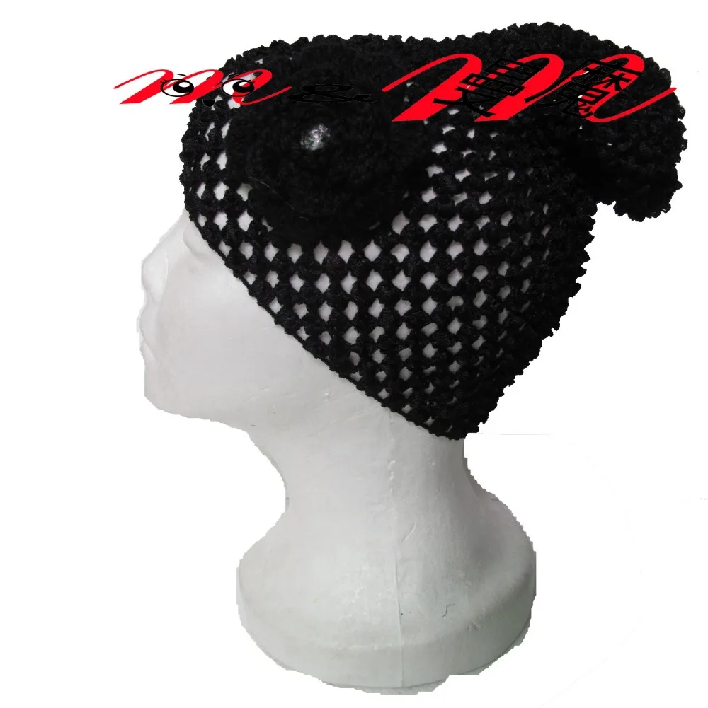 

Crochet Cap Ballerina Hat Knit cap with Flower Muslim Cap Skull cap Solid color