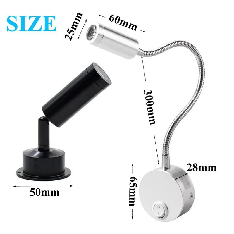  Modern LED Wall Lamp Flexible Hose 1W 3W Light Black Bathroom Mirror Study Fixtures Reading Header  - 33005969000