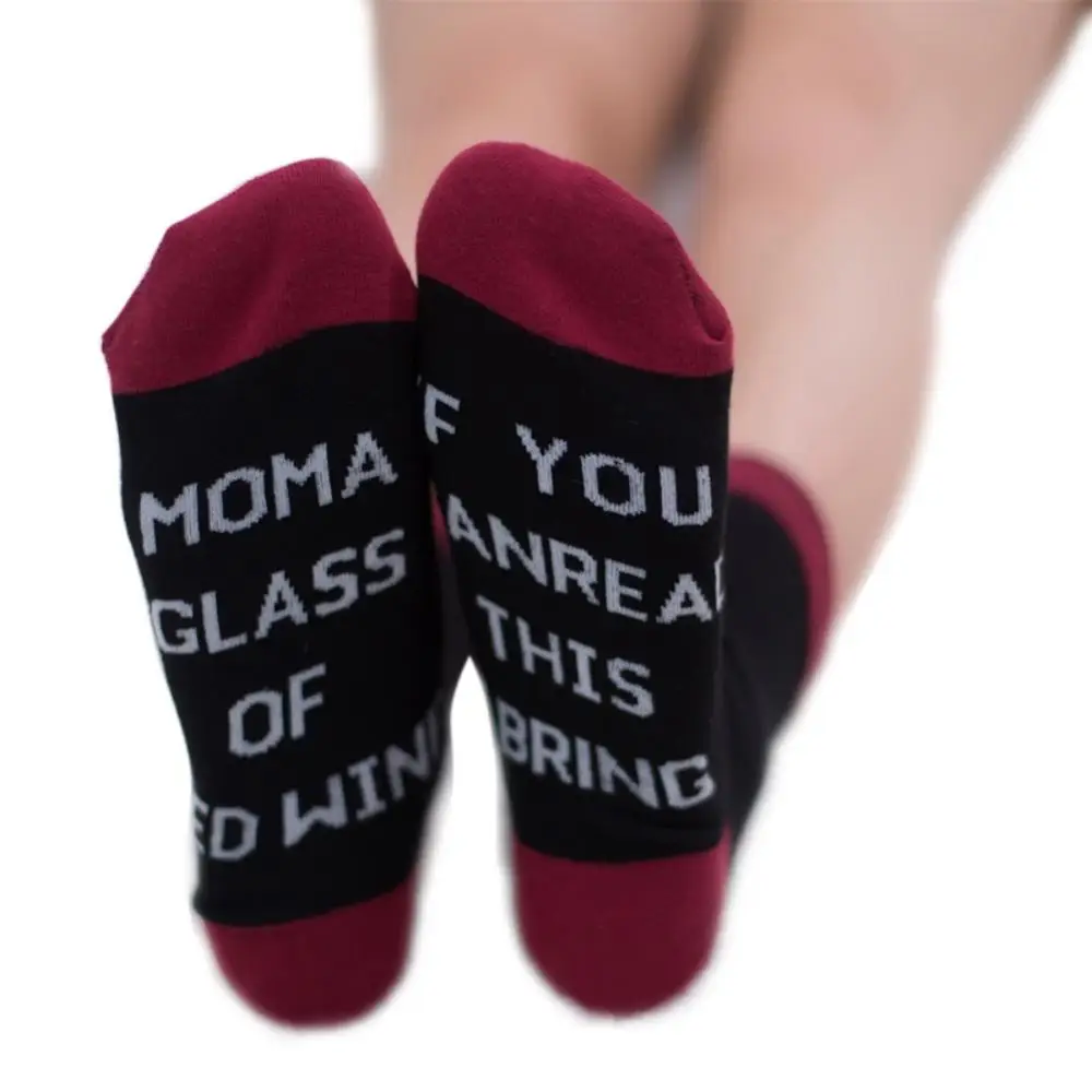 Fashion 1 Pairs Women Letter print socks If You Can Read This Bring Me A Glass of Wine/Cold Beer/Coffee Men Women Crew Socks - Цвет: BJR