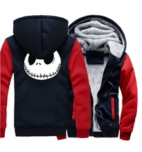 Jack Skellington Evil Face Print Hip Hop Streetwear Hoody 2019 Winter Thick Hoodies For Men Harajuku Zipper Jacket Sweatshirt