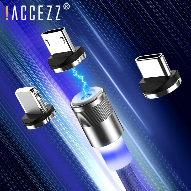 ! Магнитный кабель ACCEZZ для Apple iPhone X XS MAX XR usb кабели Micro USB type C samsung S10 S9 быстрая
