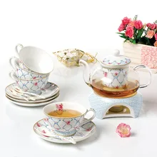 Китайский чайный сервиз фарфоровый нагреваемый стеклянный чайный горшок 4 шт. чайная чашка высшего класса из костяного фарфора термостойкий прозрачный чайный горшок с блюдцем