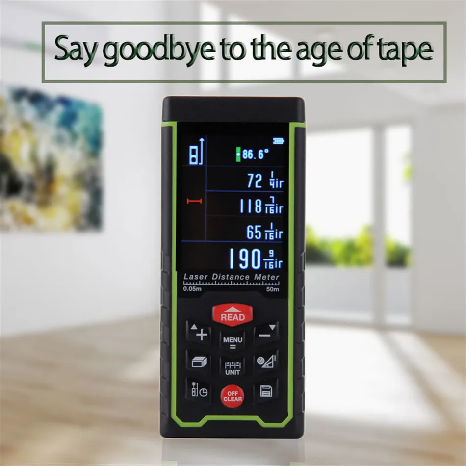 

Digital 50mLaser Rangefinder LCD Display Chargeabel Laser Range Finder Distance Meter Color Display Laser Distance Meter