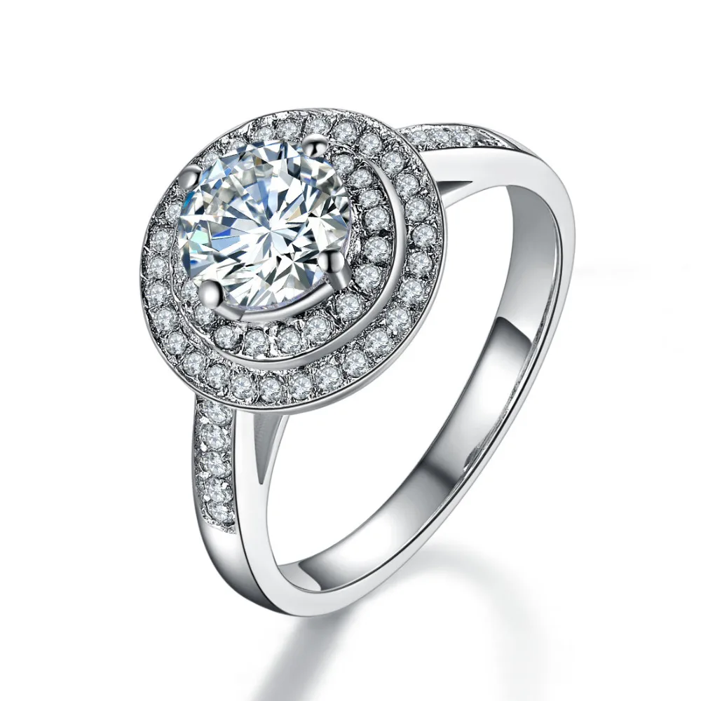 

Memorable 1Ct Round Cut Moissanite Wedding Ring Solid 925 Sterling Silver Ring for Women White Gold Color Jewelry