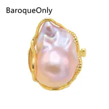 BaroqueOnly Mixed-color Baroque Pearl Adjustable Rings 17-25mm Narural Freshwater High Luster Pearl 925 Silver Sterling RD