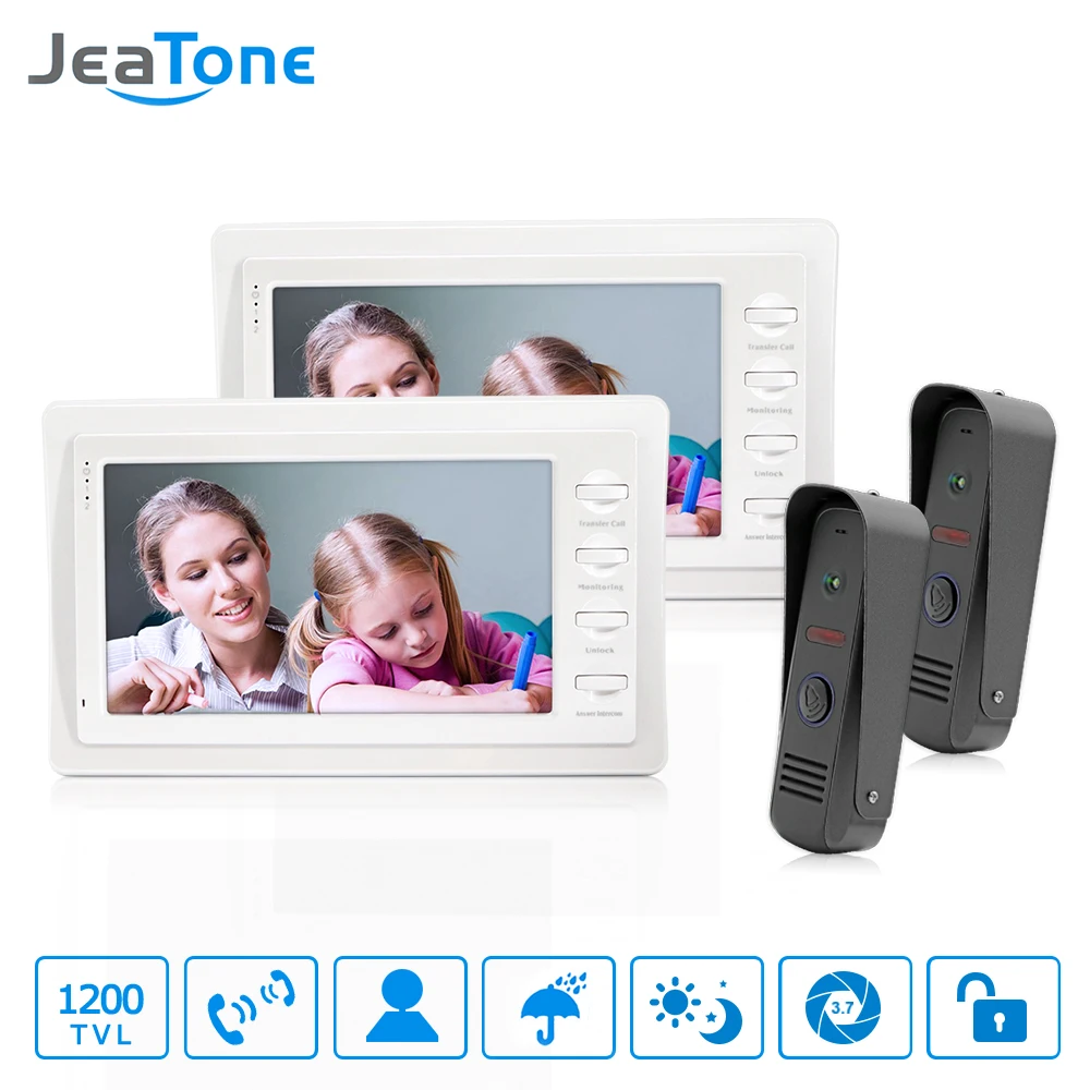 

JeaTone  Door Access Control 7" Color LCD Video Door Phone Intercom System 1200TVL Security Camera Intercom Door Release Unlock