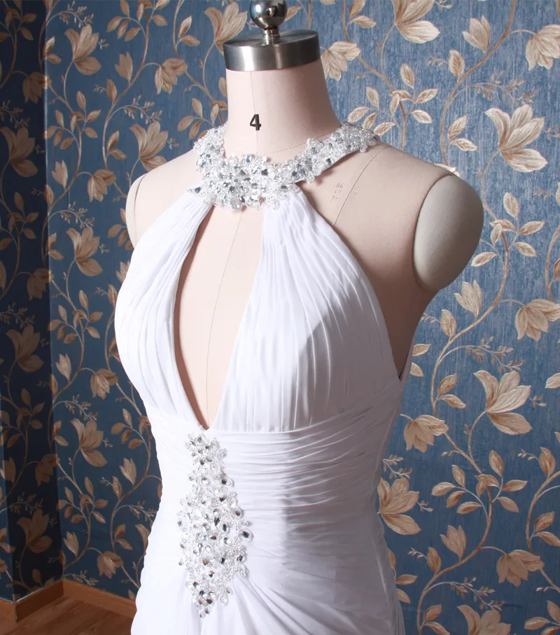 Mucielee Vestidos De Novia 2017 линия пляжные свадебное платье Boho Дешевые Холтер шеи Sexy Backless
