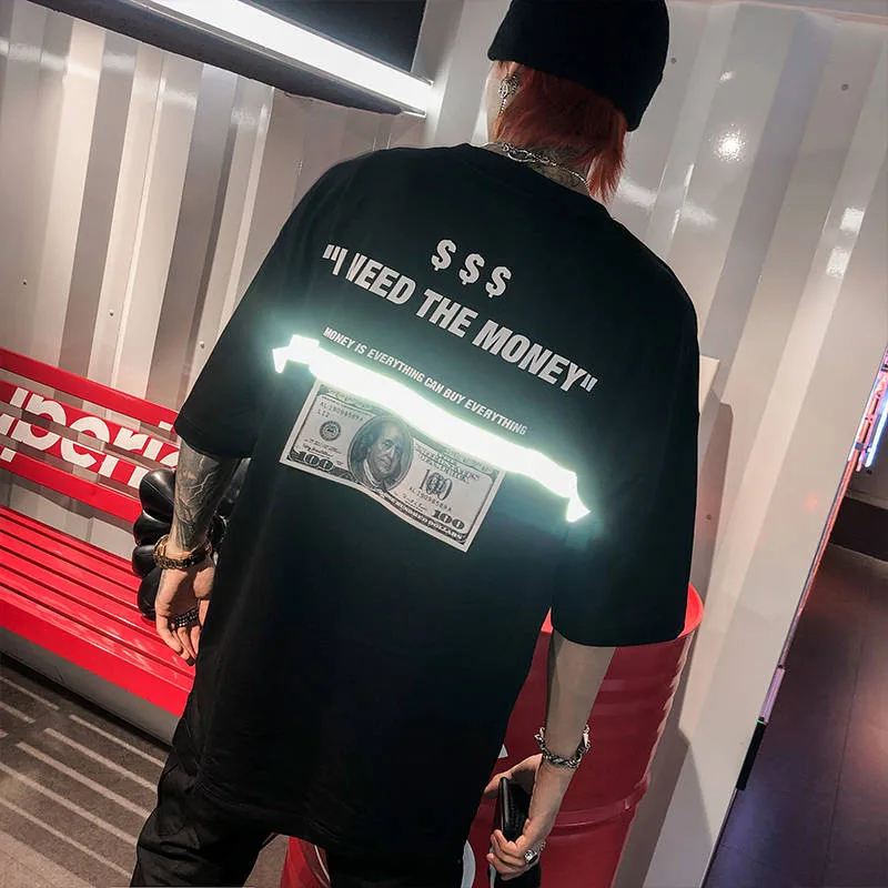 

Hip Hop T Shirt Men Summer Harajuku Tshirt Streetwear Casual Short Sleeve Tops Tee Cool Printed T Shirts Reflective T Shirts