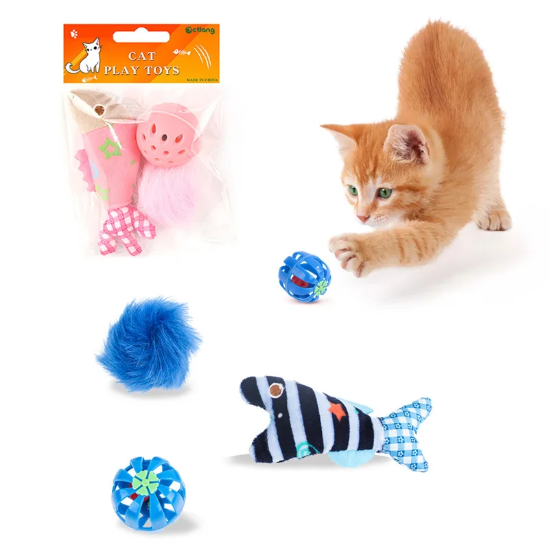 

Fast Shipping Cat Toy Three-Piece Interactive Puzzle Catnip Fish Bell Toys Cats Katten Speelgoed Jouet Chat Pet Supplies