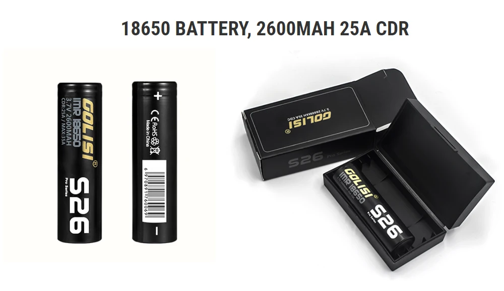18650 BATTERY, 2600MAH 25A CDR