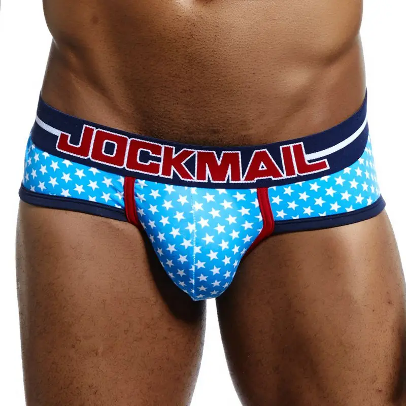 Мужские сексуальные трусы брифы JOCKMAIL хлопковые бикини с принтом Wonderjock для геев|gay