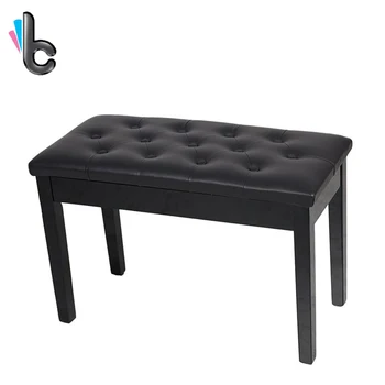 

Black Wooden Piano Bench Leather Stool Ottoman with Book Storage Double Duet Keyboard Seat Storage Ottoman Bench