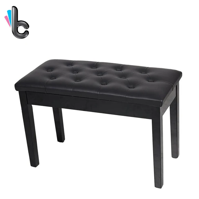 Black Wooden Piano Bench Leather Stool Ottoman With Book Storage Black Wooden Piano Bench Leather Stool Ottoman With Book Storage Double Duet Keyboard Seat
