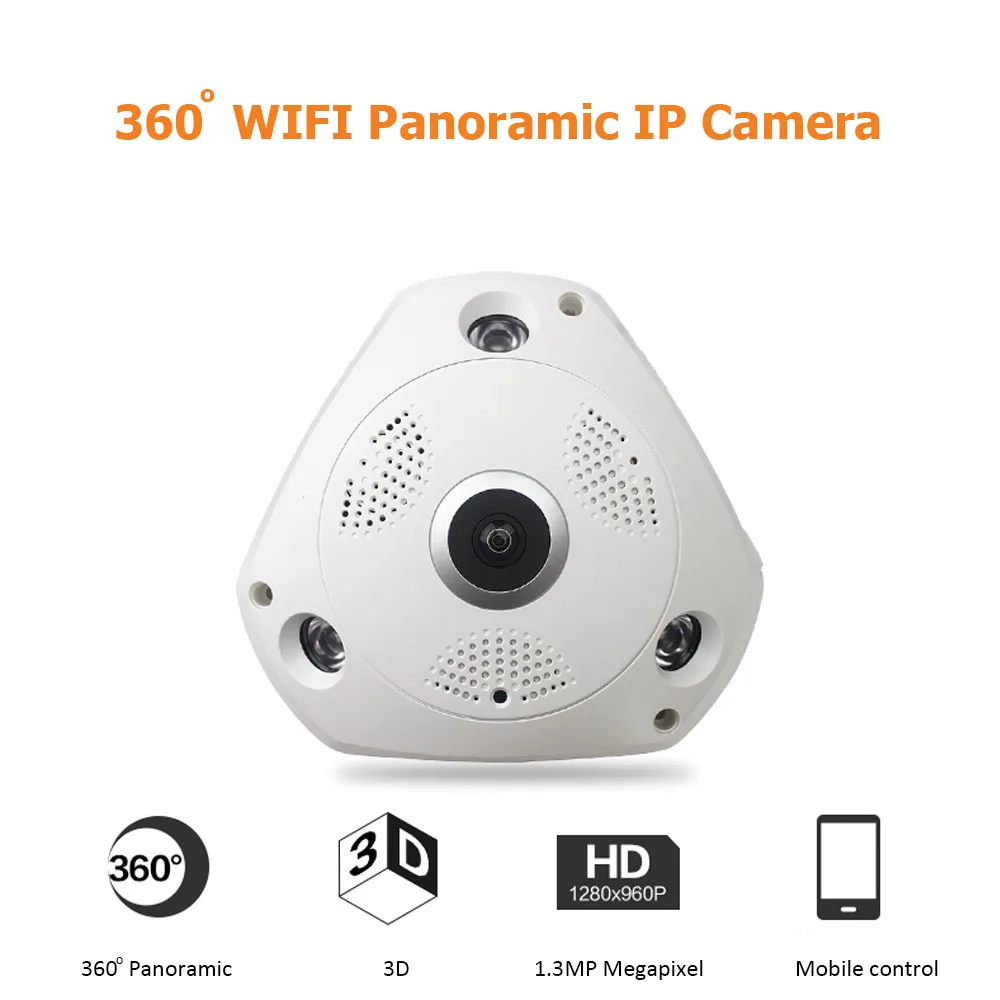Wireless CCTV 360 Degree Panoramic Camera HD 960P WIFI IP Camera Home Security Surveillance Camera System ONVIF Webcam Fisheye