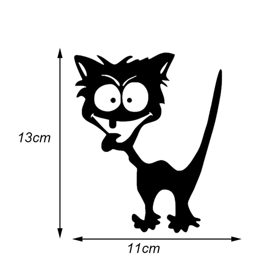 11cmX13cm Car Sticker Car Styling Cartoon Funny Cat Logo Decal Auto Creative Stickers External Accessories BlackSilverLaser (1)