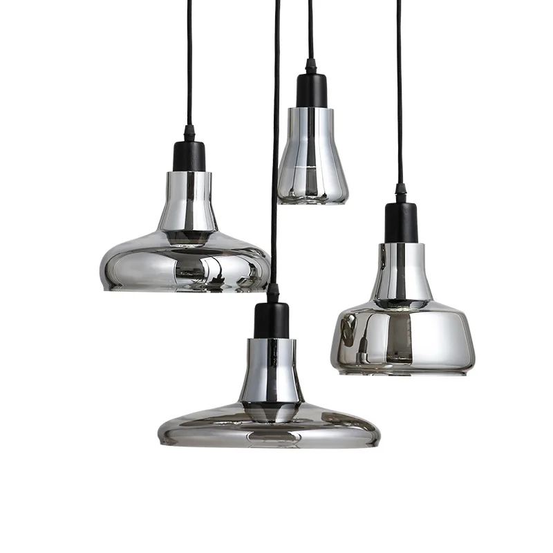 

Industrial Pendant Light Smoky Glass Suspended Lighting Fixture Kitchen Island Bar Counter Dining Room Bedside Cafe Pendant Lamp