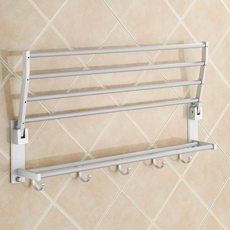 2 в 1 Складная полка для ванной/Крючок хранения полотенец|aluminium bathroom accessories|bathroom