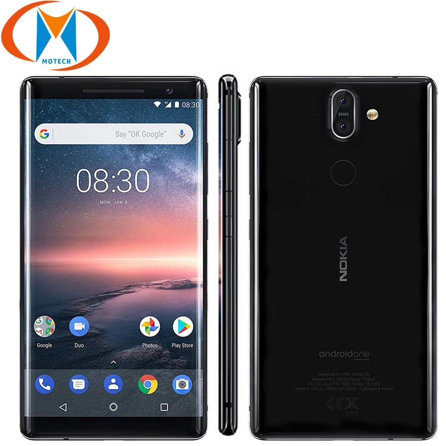 

5.5" Nokia 8 Sirocco Mobile Phone Global Version TA-1005 Snapdragon 835 Octa Core Fingerprint NFC 6GB RAM 128GB ROM Smartphone