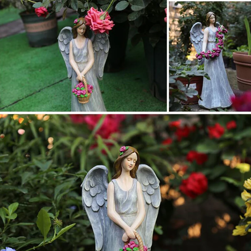 de estar anjo flor fada estátua 05499