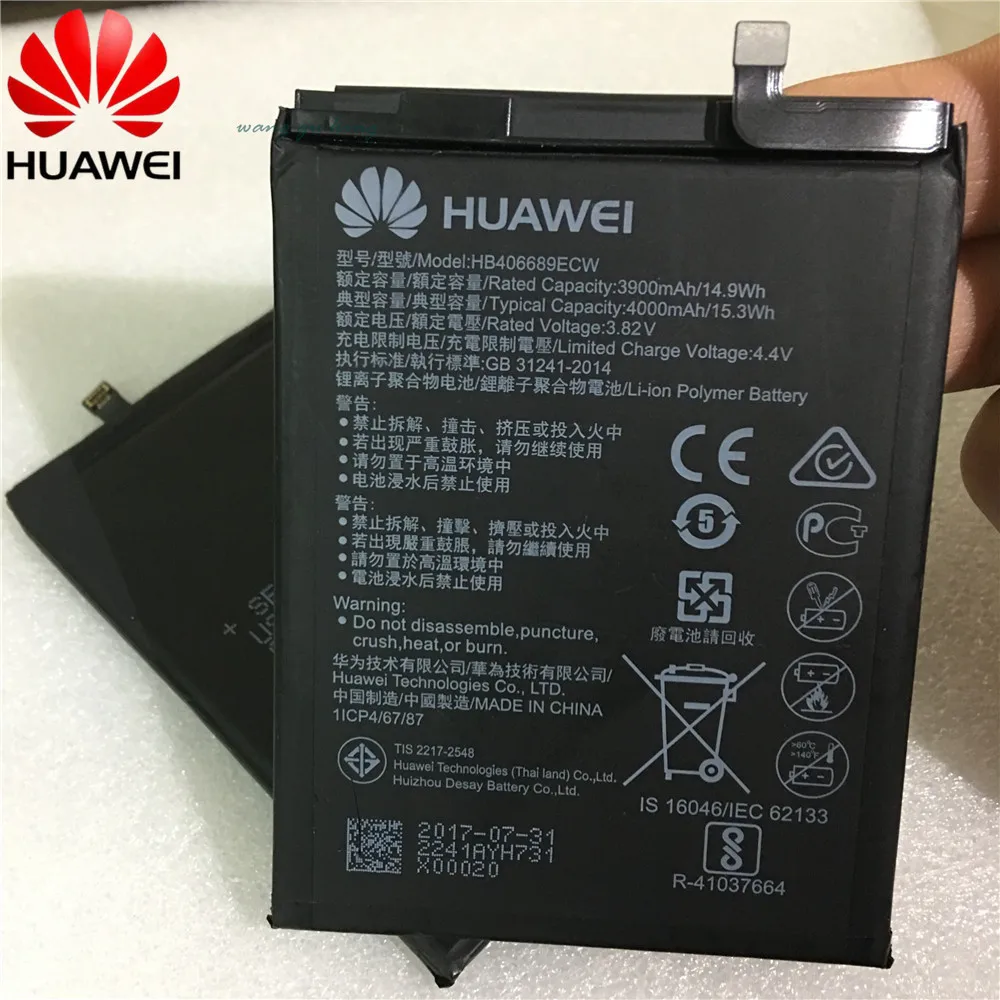 

Original HB406689ECW 4000mAh Rechargeable Li-ion Phone battery For Huawei Mate 9 Enjoy 7 Enjoy 7plus Y7 Prime Smart Mobile Phone