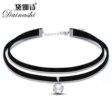 Dainashi, Женские Ювелирные изделия, подвеска, кожаный ремешок, ожерелья-чокеры, ожерелье, настоящий натуральный пресноводный жемчуг, Женское Ожерелье
