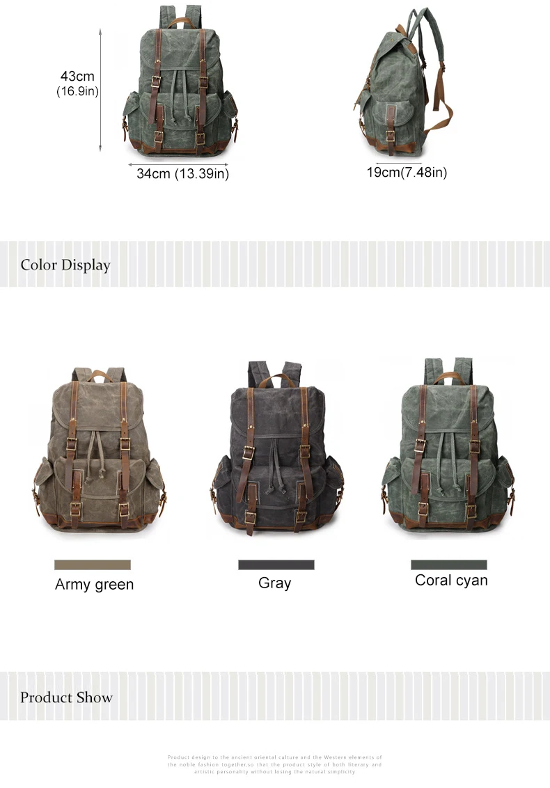 XMJY Men\&amp;amp;amp;amp;amp;amp;amp;amp;amp;amp;amp;amp;amp;amp;amp;amp;amp;#39;s Backpacks Canvas Leather Vintage Travel Bags Waterproof Large Capacity Laptop Backpack Men Women Unisex Rucksacks (12)