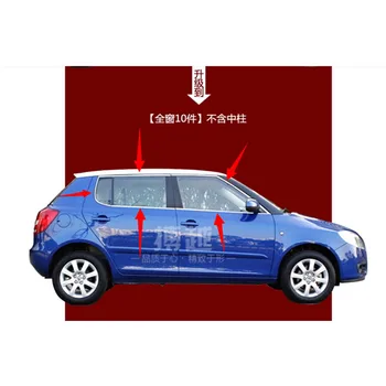

High-quality stainless steel Strips Car Window Trim Decoration Accessories Car styling 10pcs For 2008-2014 skoda fabia