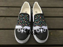 Wen Original Slip On Shoes Owl Pattern Design Custom Hand Painted Shoes Men Women Canvas Sneakers for Birthday Gifts