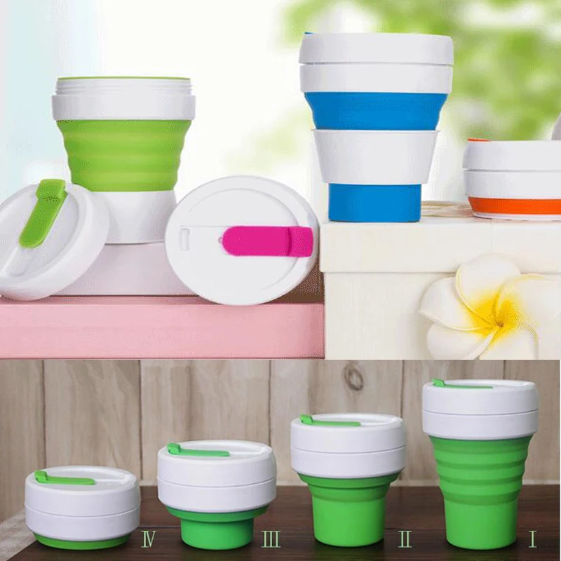 350ml Portable Folding Coffee Mugs Silicone Coffee Cups Portable