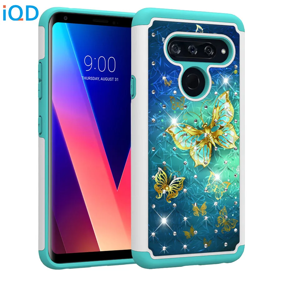 IQD чехол для LG V40 ThinQ Q7 Plus Aristo 2 K20 K8 V30 G7 K10 K30 Stylo 4 X Power Стразы с двойной спинкой |