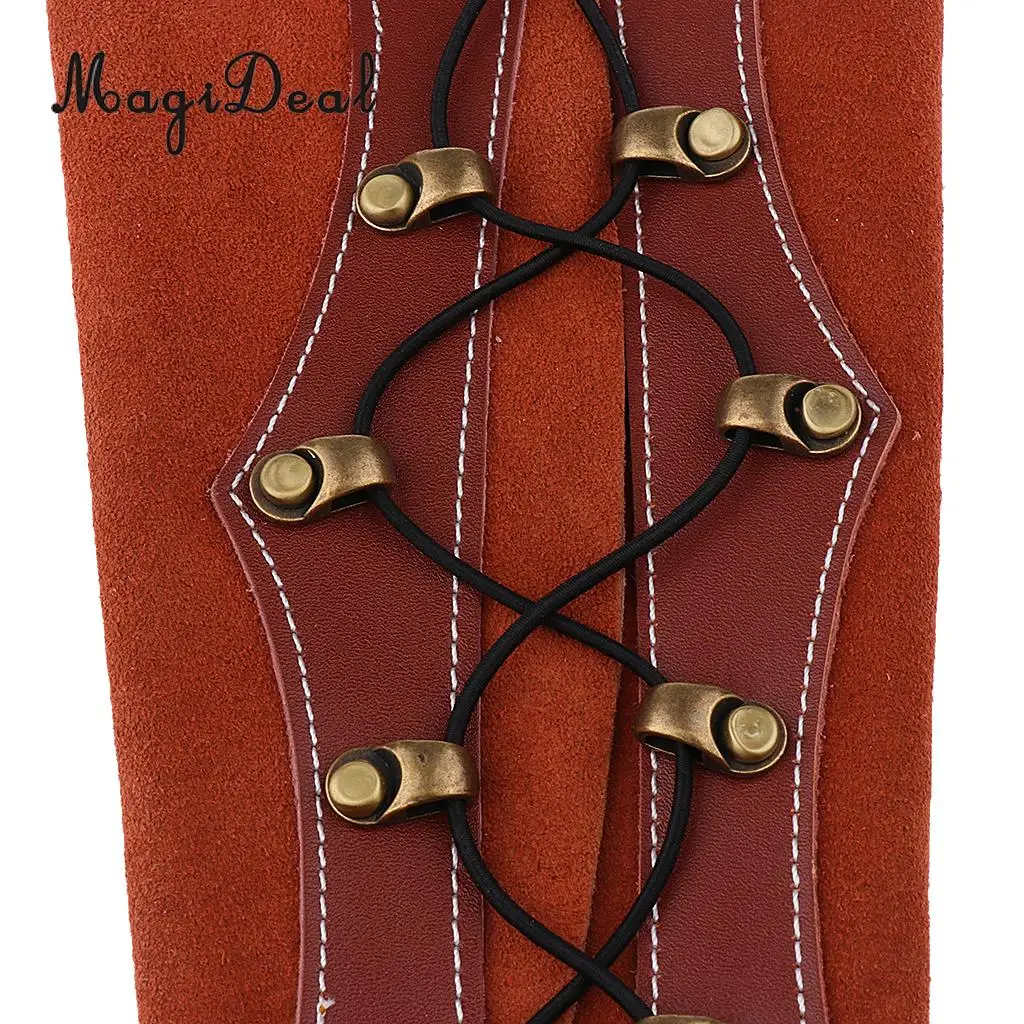 MagiDeal Adjustable Artificial Cow Leather Archery Protective Arm Guard Glove Bracer for Hunting Shooting Bow Sport Safety Acce