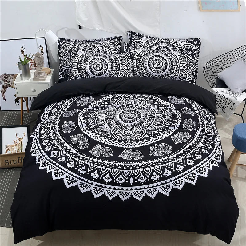 

White Black Blue Bohemia 3D Bedding set 3/4pc Twin Queen King Size Adults Kids Duvet Cover set Bedsheet Pillowcase bed linen set