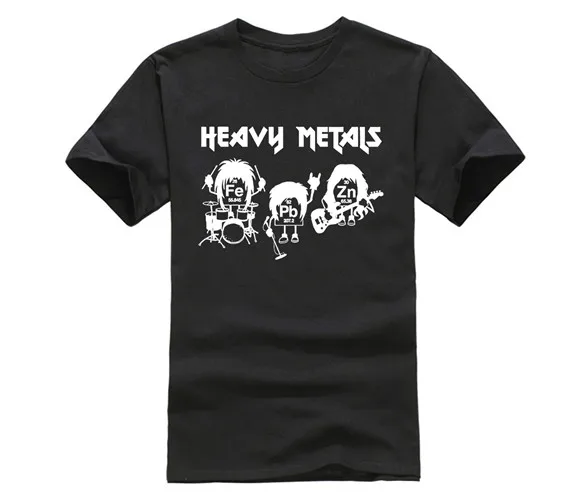 

Heavy Metals Chemistry Periodic Table Rock Roll Biology Tee Funny Humor Pun Graphic Adult Mens Hip-hop T Shirt