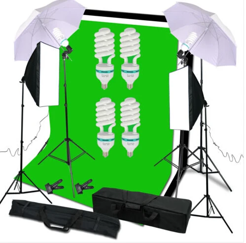 

540W Studio Continuous Softbox Umbrella Lighting Kit Backdrop Light Stand Set
