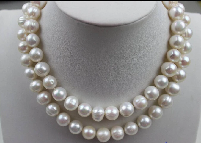 

0002767 Long Natural white Freshwater pearl necklace 10-11mm AAA