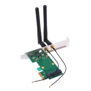 

Wireless Wifi Network Card Mini PCI-E To PCI-E 1X Desktop Adapter + 2 Antennas