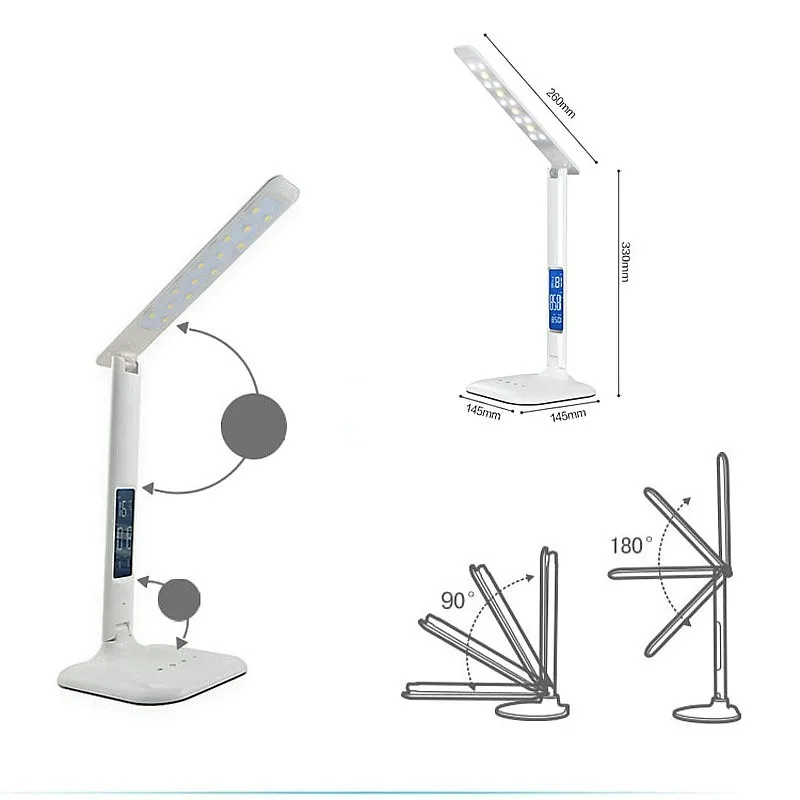 Светодиодный светильник для чтения сенсорный Настольный светильник с календарем температура настольные часы фары ночные огни Светодиодный настольный светильник складной с регулируемой яркостью
