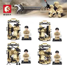 4PCS Desert Falcon Commandos War Army Soldiers Equipment Weapon Gun Building Blocks Compatible Legoes Military Minifigures WW2