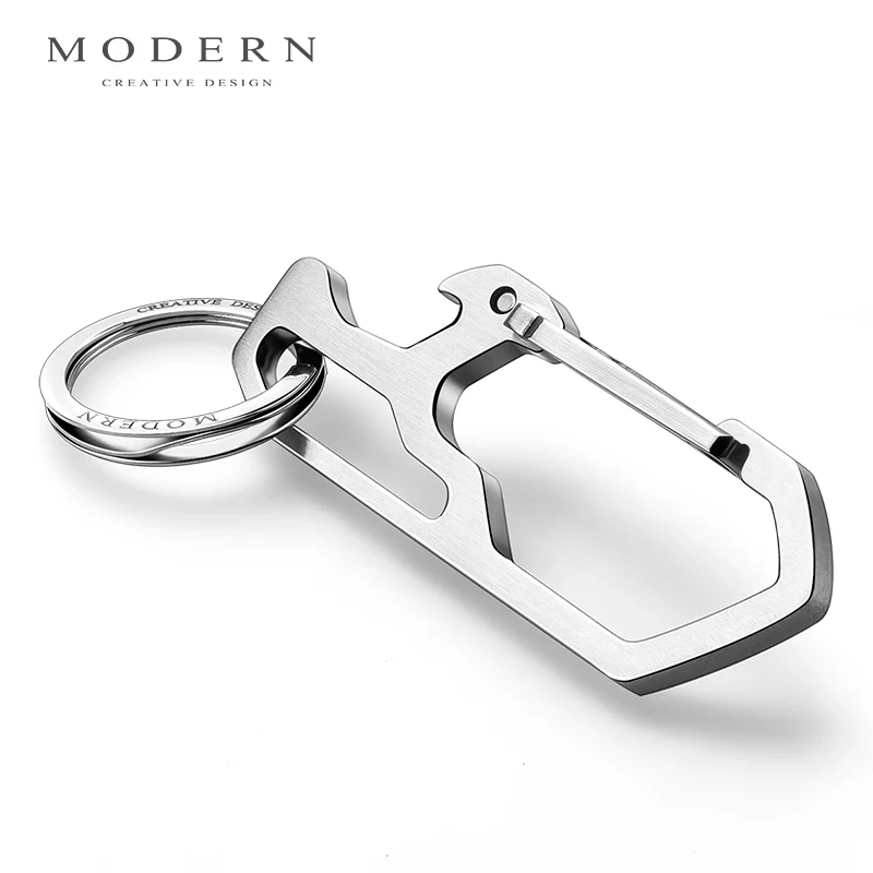Modern Brand 2017 Titanium Steel Solid Men Key chain with Bottle Opener