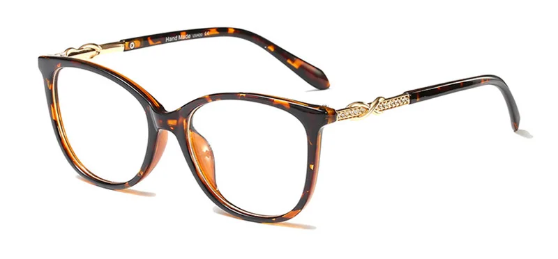 SHAUNA Роскошные хрустальные декоративные очки, оправа для женщин, линзы из смолы, оптические очки - Цвет оправы: Leopard