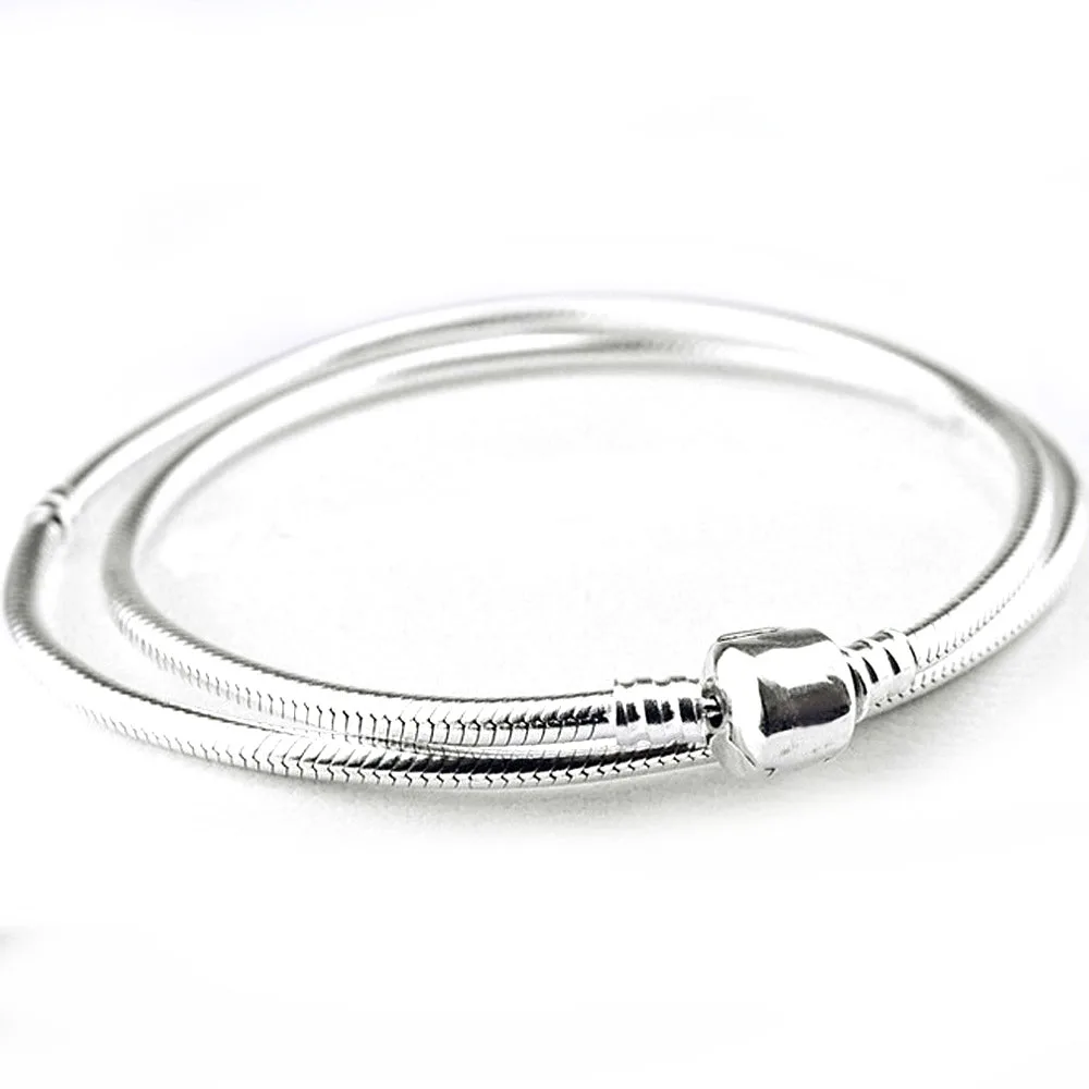 

Authentic 925 Sterling Silver Necklace Lobster Barrel Clasp Snake Chain Necklace For Women Wedding Gift Pandora Diy Jewelry