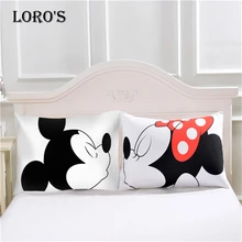 Cartoon Mickey Mouse Pillow Case White Couple Lovers Gift Pillow Throw Pillowcases Home Beddroom Two Pair