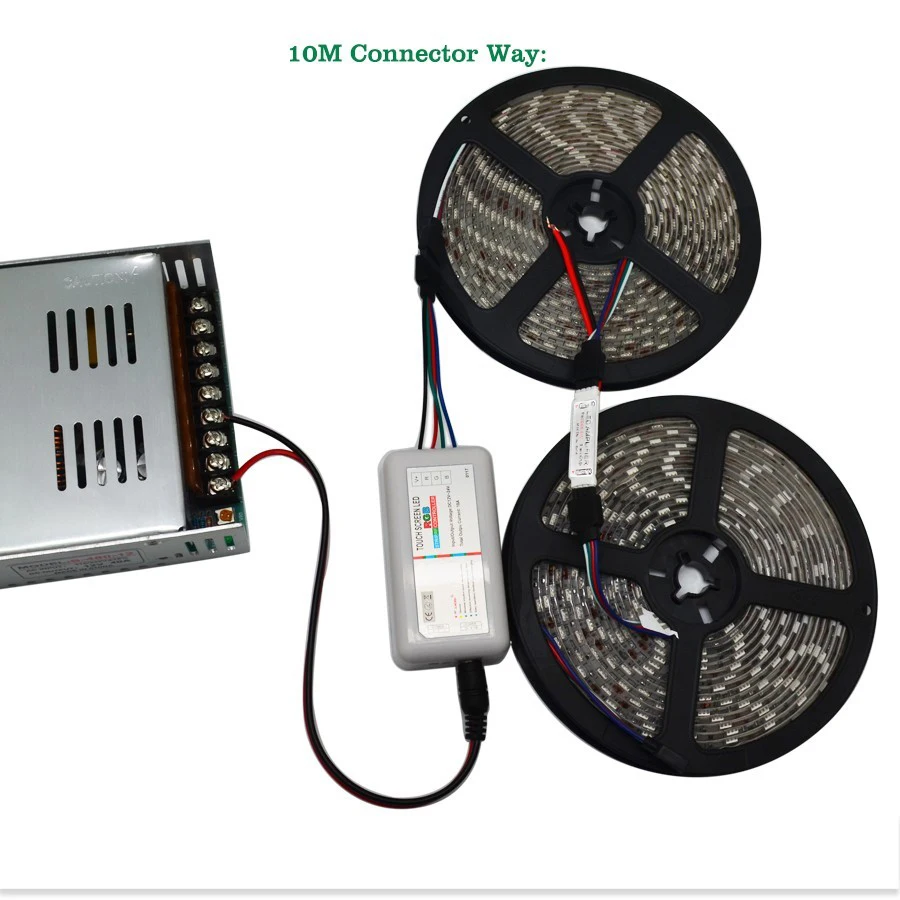 10 м 30 М 5050 RGB Светодиодная лента 60 светодиодов/м Водонепроницаемая IP65 Лента светодиодный светильник+ сенсорный пульт дистанционного управления+ 12 В адаптер питания+ усилитель