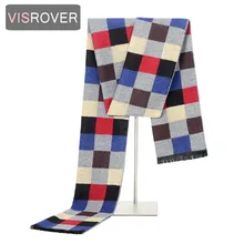 Visrover Новая мода Для мужчин шарфы простой бизнес Зимний толстый теплый мягкий воротник сетки шарф геометрический узор neckchief