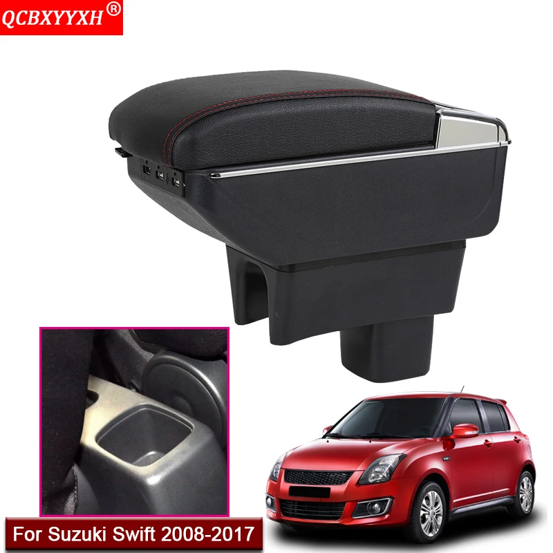 

Car Styling ABS With PU Leather Car Armrest Box Center Console Storage Box Holder Case Accessories For Suzuki Swift 2008-2017