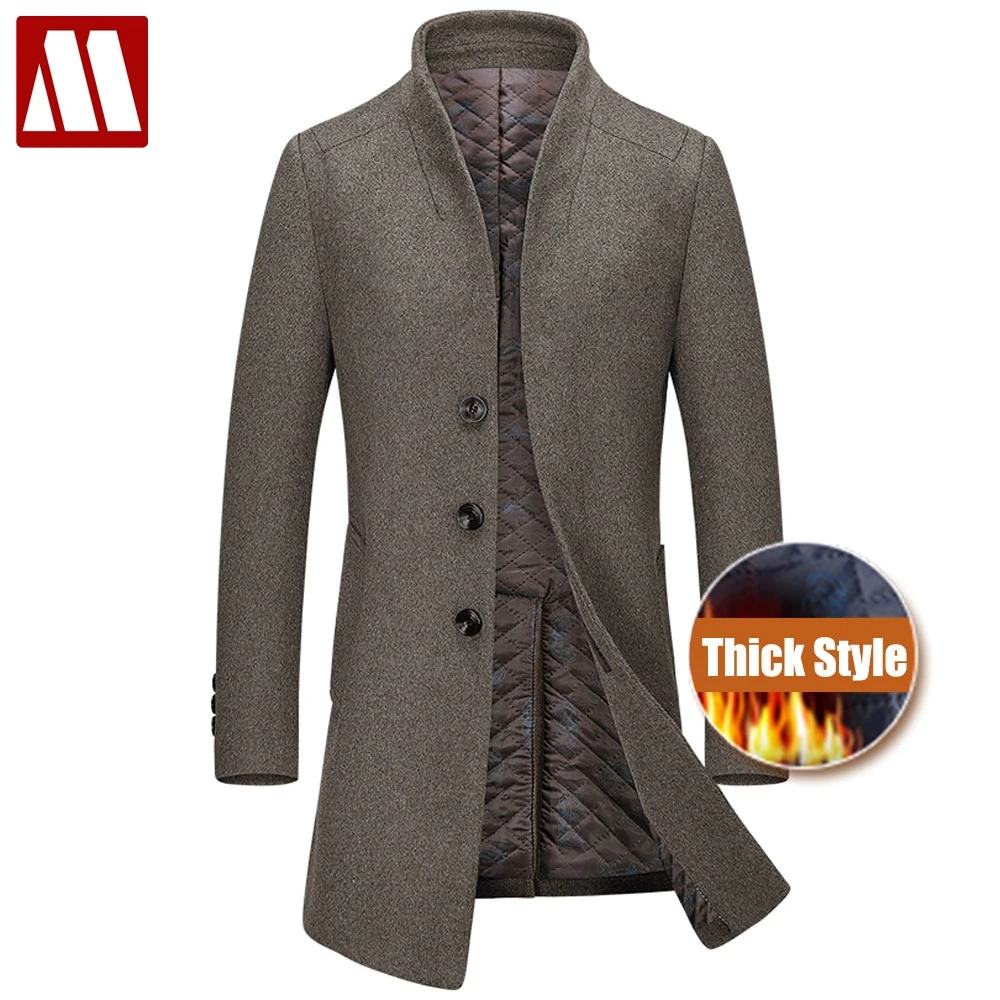 New Thicken Winter Wool Coat Men Thick Woolen Overcoat